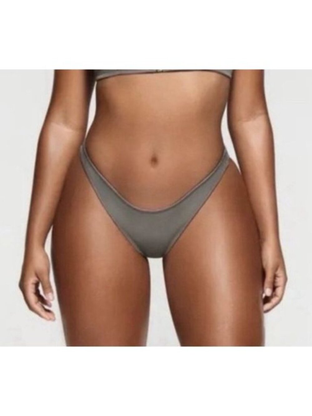 Skims Rubberized Scuba Swim Tanga Bikini Bottom In Gray Chalk Sz Small NWT
